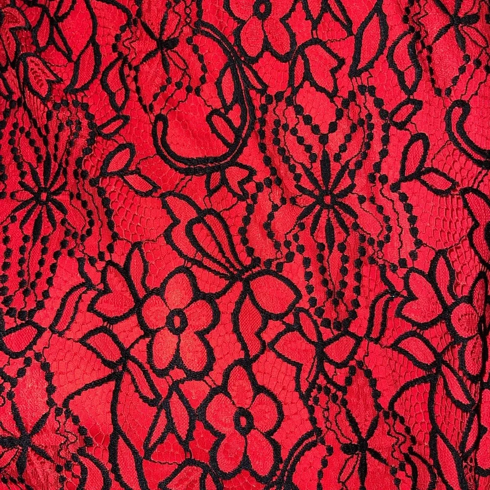 Sharagano Lace Red BlackTank Dress Sz 6P - Picture 4 of 7